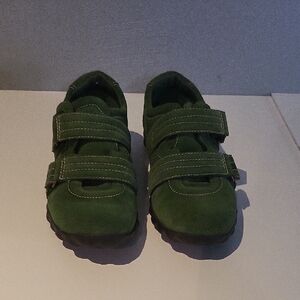 TIMBERLAND Dual Strap Comforia Loafers Green Suede Leather 32375 , Womes Sz 7M